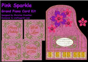 Pink Sparkle Grand Piano Card Kit