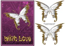 Big Bold White and Gold Butterfly with Love