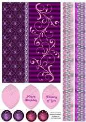 Purple Bling Zigzag Flower Card
