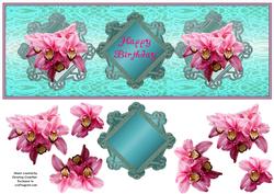 Pink Orchids Happy Birthday - Multi Occasion