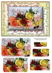 Wedding Day Roses on Swirly Background