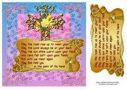 Irish Blessing with Flowered Cross