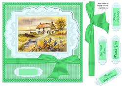 Seaside Cottage Green - Birthday Thanks Get Well Retirement