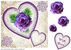 Purple Rose in Heart with Love
