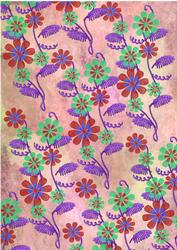 All Over Applique Flowers on Pink Watercolour Background