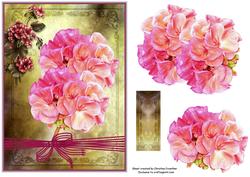 Pink Geraniums on Vintage Background