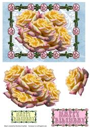 Happy Birthday Peace Rose Lemon Pink