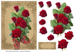 Red Rose Bunch on Vintage Background for Any Occasion
