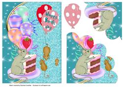 Circus Mice Happy Birthday Scallop Edge Corner Stacker