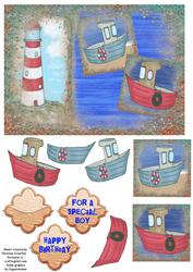Lighthouse and Tugboats Birthday Boy
