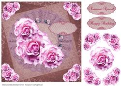 Vintage Pink Paper Roses Happy Birthday Someone Special