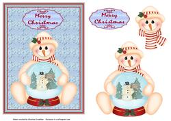 Merry Christmas Snowman Snow Globe 1
