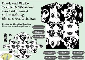 Black & White T-shirt & Waistcoat Card & Gift Box Kit