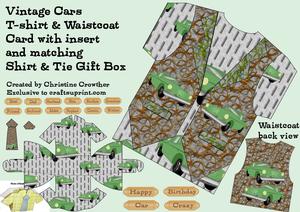 Vintage Cars T-shirt & Waistcoat Card & Gift Box Kit
