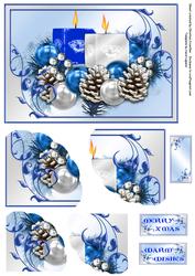 Christmas Candles Corner Stacker - Blue and Silver