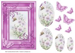 Humming Bird Flowers in Pink Flutter Frame Oval Pyramid