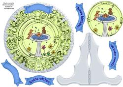 Birthday Tweets Birdbath Plate Card and Stand