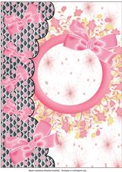 Pink Bows and Flowers with Dotty Edge Card Base