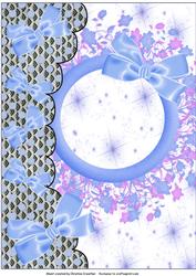 Blue Bows and Flowers with Dotty Edge Card Base
