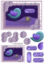 Birthday Tweets (purple) with Gift Tag