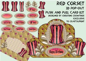 Red Corset 3D Pop Out Push and Pull Card Kit