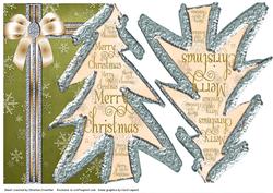 Silver Green Cream Over the Edge Xmas Tree on Snowflakes