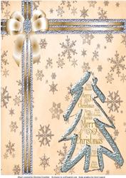 Silver and Cream Christmas Tree on Snowflakes Background
