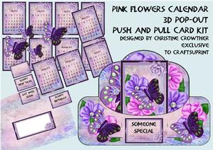 Plush Pink Flowers Calendar Push and Pull Card Kit