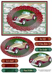 Classic Car Red Gold Morgan Dad Brother