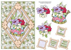 Fancy Watering Can on Floral Background for Any Occasion