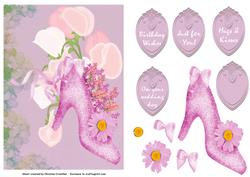 Sweet Peas and Floral Shoe for Wedding Birthday Any Occasion
