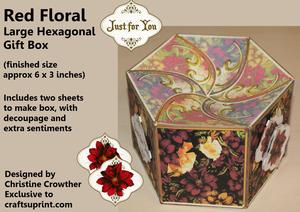 Red Floral Large Hexagonal Gift Box Mini Kit