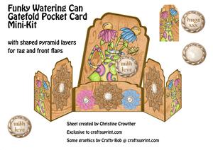 Funky Watering Can Gatefold Pocket Card Mini Kit