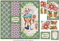 Gardening Girl Dl No Hole Foldback Card