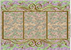 Gold Floral Triple Frame on Soft Multi-coloured Background