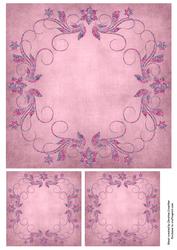 Pink Metallic Floral Swirl Frame Background