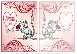 Valentine Mouse - I've Picked You! Card Front Plus Insert