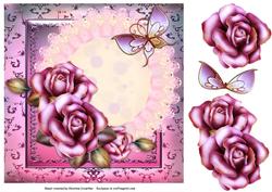 Pink Roses and Butterfly Any Occasion Card