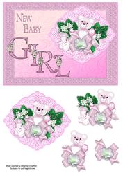 Pink Teddy and Lace for New Baby Girl