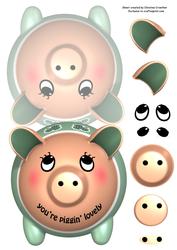 You're Piggin' Lovely Shaped Card with Decoupage