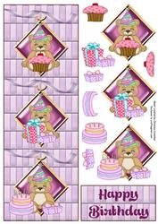 Little Birthday Bears Pink Large Dl Step by Step