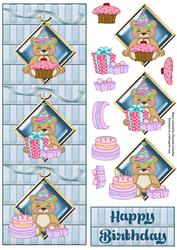 Little Birthday Bears Blue Large Dl Step by Step