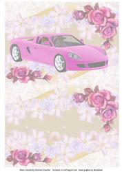 Pink Sports Car with Roses Insert