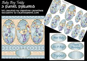 Baby Boy Teddy 3 Panel Pyramid Mini Kit