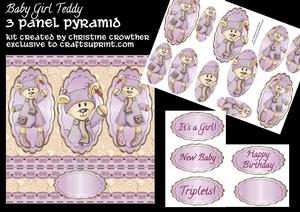 Baby Girl Teddy 3 Panel Pyramid Mini Kit