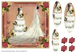 Rose Framed Bride with Cake