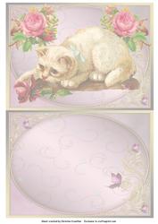 Sweet Vintage Cat with Roses Insert