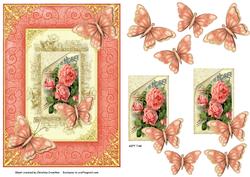 Vintage Seed Packet - Roses with Butterflies Card + Gift Tag