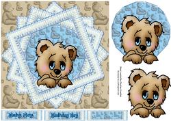 Baby Boy - Eight Point Star Framed Teddy
