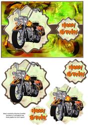 Happy Birthday Biker Ornate Mat Double Pyramid